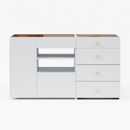 Glass 150 cm Vanity Dresser Top Walk in Wardrobe Island with Storage & Stool - thumbnail 9