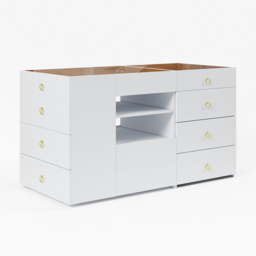 Glass 150 cm Vanity Dresser Top Walk in Wardrobe Island with Storage & Stool - thumbnail 8