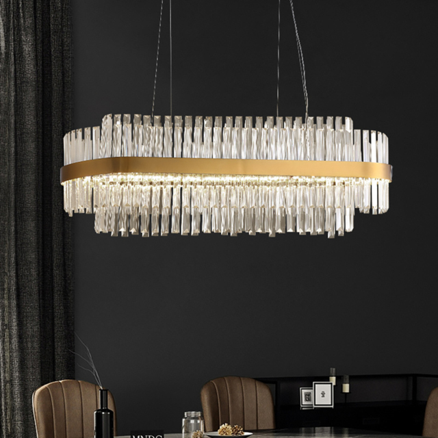 Fixedo Modern Crystal LED Kitchen Island Light in Brass with Adjustable Cables - image 1