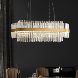 Fixedo Modern Crystal LED Kitchen Island Light in Brass with Adjustable Cables - thumbnail 1
