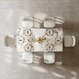 Modern 1800mm Rectangle Sintered Stone Dining Table with 6 Chairs in Gold - thumbnail 5