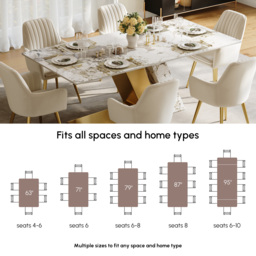 Modern 1800mm Rectangle Sintered Stone Dining Table with 6 Chairs in Gold - thumbnail 9
