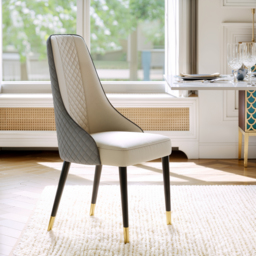 Modern Dining Chairs Faux Leather High Back with Upholstered Gray Dining Room Chairs 4-Pieces - thumbnail 2