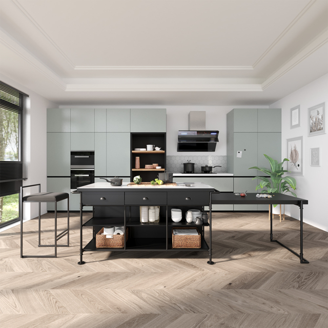 "60"" Kitchen Islands Extendable Faux Marble Top Industrial with 3-Drawer" - image 1