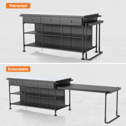"60"" Kitchen Islands Extendable Faux Marble Top Industrial with 3-Drawer" - thumbnail 3