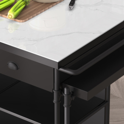"60"" Kitchen Islands Extendable Faux Marble Top Industrial with 3-Drawer" - thumbnail 6