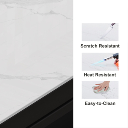 "60"" Kitchen Islands Extendable Faux Marble Top Industrial with 3-Drawer" - thumbnail 5
