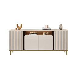 1800mm Sintered Stone Top Tall Beige TV Stand with 4 Doors & 5 Shelves - thumbnail 6
