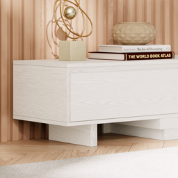 "Fero Minimalist Retracted & Extendable 3 Drawers TV Stand in White Up to 120""" - thumbnail 7