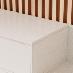 "Fero Minimalist Retracted & Extendable 3 Drawers TV Stand in White Up to 120""" - thumbnail 6