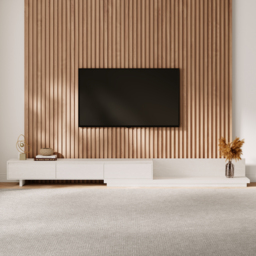 "Fero Minimalist Retracted & Extendable 3 Drawers TV Stand in White Up to 120""" - thumbnail 2