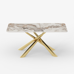 Dining Set 160 cm Rectangle Glossy Pandora Sintered Stone Dining Table with 4 Chairs - thumbnail 9