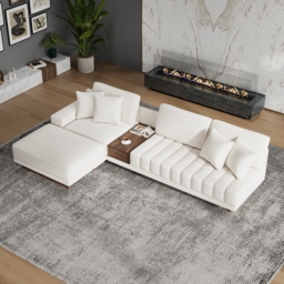 Vewal 126-inch L-Shaped Boucle Modular Sectional Sofa with Chaise & Ottoman - thumbnail 1