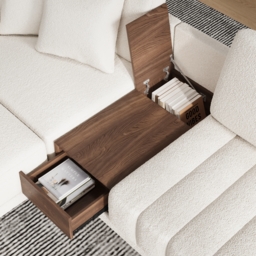 Vewal 126-inch L-Shaped Boucle Modular Sectional Sofa with Chaise & Ottoman - thumbnail 7