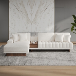 Vewal 126-inch L-Shaped Boucle Modular Sectional Sofa with Chaise & Ottoman - thumbnail 2