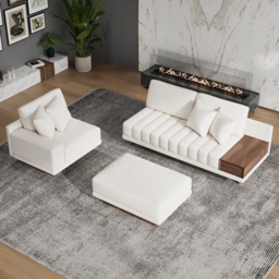 Vewal 126-inch L-Shaped Boucle Modular Sectional Sofa with Chaise & Ottoman - thumbnail 4