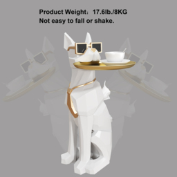 Modern White Resin Dog Sculpture Decorative Cocktail Table Cute End Side Table with Metal Storage Tray Tissue Box - thumbnail 8