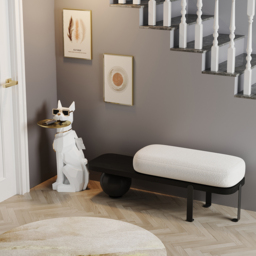 Modern White Resin Dog Sculpture Decorative Cocktail Table Cute End Side Table with Metal Storage Tray Tissue Box - thumbnail 6