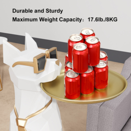 Modern White Resin Dog Sculpture Decorative Cocktail Table Cute End Side Table with Metal Storage Tray Tissue Box - thumbnail 9