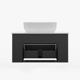 800mm Floating Fluted Wall mounted Bathroom Vanity Set Sintered Stone Top with Vessel Single Basin & 2 Drawers - thumbnail 8
