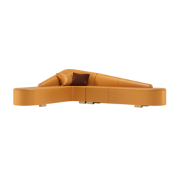Modern 6-Seater Orange L-Shaped Corner Sectional Sofa Faux Leather Upholstery - thumbnail 7