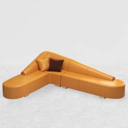 Modern 6-Seater Orange L-Shaped Corner Sectional Sofa Faux Leather Upholstery - thumbnail 6