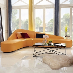 Modern 6-Seater Orange L-Shaped Corner Sectional Sofa Faux Leather Upholstery - thumbnail 1