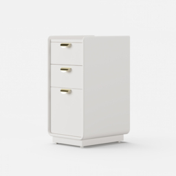 300 mm White Leather Smart Narrow Bedside Table with Wireless Charger Drawers Bedside Table - thumbnail 7