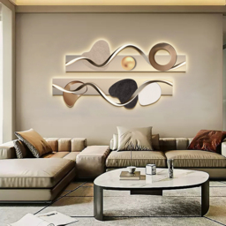 1000mm Modern Abstract Geometric Multi-colour Acrylic Wall Art with LED Backlighting - thumbnail 6