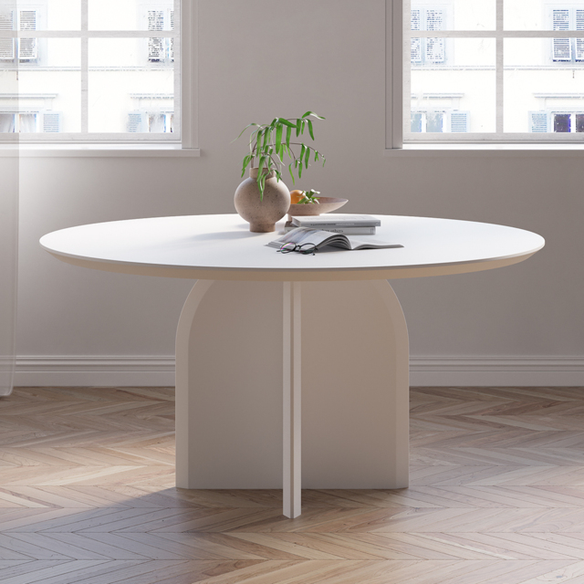 "39.4"" Round Dining Table Solid Wood for 4 Modern White Dining Room Table"