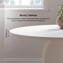 "39.4"" Round Dining Table Solid Wood for 4 Modern White Dining Room Table" - thumbnail 5