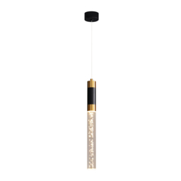 1-Light Single Mini Cylinder LED Island Pendant Light in Black & Gold with Acrylic Shade - thumbnail 9