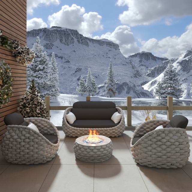 Smokeless Propane Outdoor Fire Pit Table Cocaro Weave Round Propane Outdoor Fire Pit & Outdoor Sofa Set (3500 mm H) - image 1