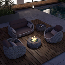 Smokeless Propane Outdoor Fire Pit Table Cocaro Weave Round Propane Outdoor Fire Pit & Outdoor Sofa Set (3500 mm H) - thumbnail 5