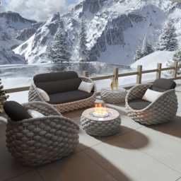 Smokeless Propane Outdoor Fire Pit Table Cocaro Weave Round Propane Outdoor Fire Pit & Outdoor Sofa Set (3500 mm H) - thumbnail 4