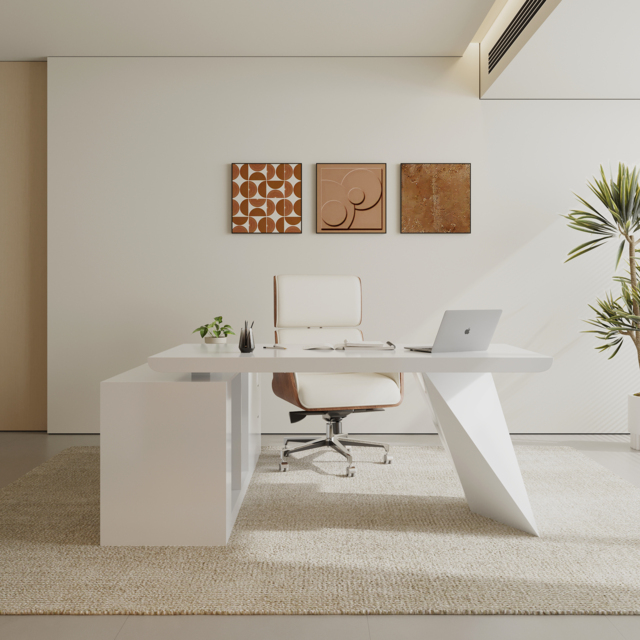 Modern White L-Shape Right Hand Executive Desk & Office Chair Set (1800mm) - image 1