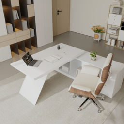Modern White L-Shape  Right Hand Executive Desk & Office Chair Set (1800mm) - thumbnail 4
