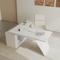 Modern White L-Shape  Right Hand Executive Desk & Office Chair Set (1800mm) - thumbnail 3