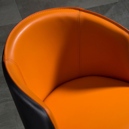 Modern Saddle Leather Dining Chair Upholstered with Metal Legs Black & Orange Dining Room Chairs - thumbnail 8