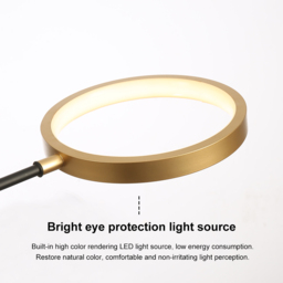 Nordic 12-Light Black & Gold Chandelier LED Ring Starry Reflection Light Dimmable - thumbnail 9