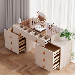 Extendable Retractable Dressing Table with Jewellery Storage Champagne Dressing Table Closet Island