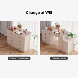 Extendable Retractable Dressing Table with Jewellery Storage Champagne Dressing Table Closet Island - thumbnail 3