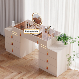 Extendable Retractable Dressing Table with Jewellery Storage Champagne Dressing Table Closet Island - thumbnail 8