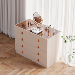 Extendable Retractable Dressing Table with Jewellery Storage Champagne Dressing Table Closet Island - thumbnail 4