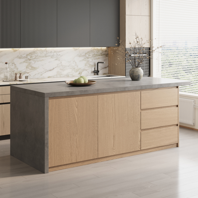 183 cm Japandi Style Wood Kitchen Island - image 1