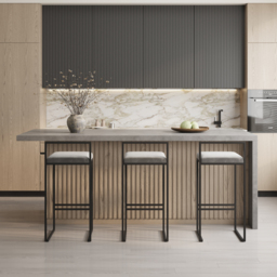 183 cm Japandi Style Wood Kitchen Island - thumbnail 4