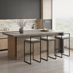 183 cm Japandi Style Wood Kitchen Island - thumbnail 3
