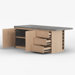 183 cm Japandi Style Wood Kitchen Island - thumbnail 8