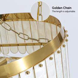 Enseo Coastal 8-Light Capiz Shell 2-Tiered Faceted Chandelier Pendant Light Gold White - thumbnail 6