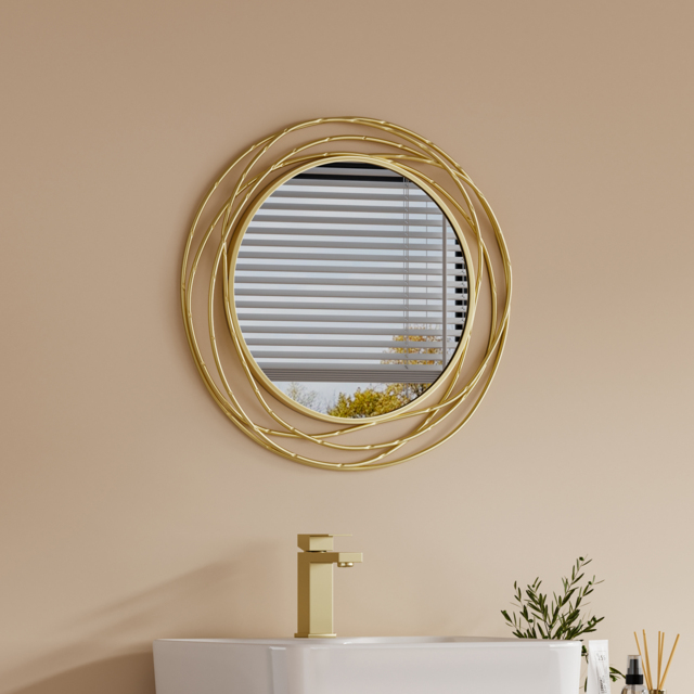 Modern Luxury Large Round Gold Bathroom Mirror 60cm x 60cm - image 1
